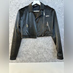 JoyRich Batman Cropped Faux Leather Jacket, Size S